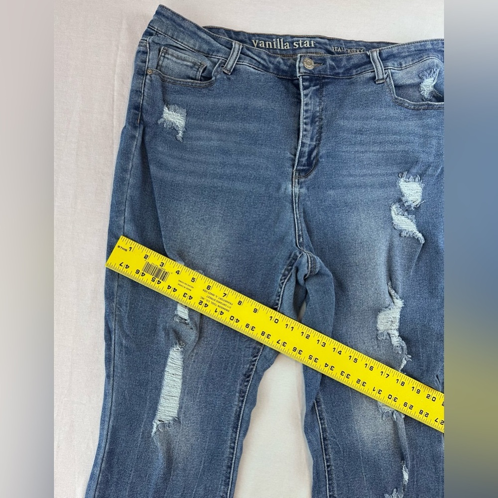 Vanilla Starโ Women's Distressed Blue Jeans - Picture 11 of 14